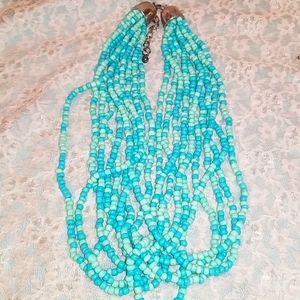 Turquoise 18"-21" beaded 10 strand necklace